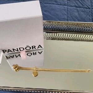 Pandora 14k Plated Moments Bracelet Size  6.5in.  with a Heart Charm